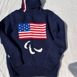 Polo by Ralph Lauren Navy Turtleneck with Flag Design New